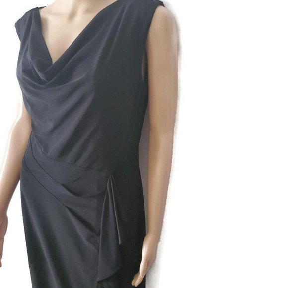 Evan-Picone Women's Classic Black Cap Sleeves Drape Neckline Cocktail Dress Sz 8 - Picture 7 of 13